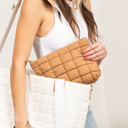 Mocha Lainey Quilted Puffer Clutch | AILI'S CORNER