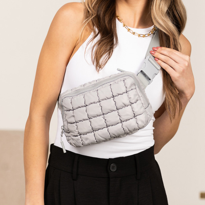 Evyn Quilted Puffer Sling Belt Bum Bag | AILI'S CORNER