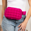Magenta Evyn Quilted Puffer Sling Belt Bum Bag | AILI'S CORNER