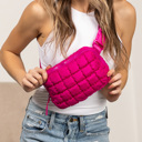 Magenta Evyn Quilted Puffer Sling Belt Bum Bag | AILI'S CORNER