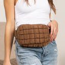 Mocha Evyn Quilted Puffer Sling Belt Bum Bag | AILI'S CORNER