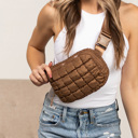 Mocha Evyn Quilted Puffer Sling Belt Bum Bag | AILI'S CORNER