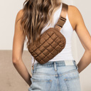 Mocha Evyn Quilted Puffer Sling Belt Bum Bag | AILI'S CORNER