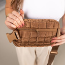 Mocha Evyn Quilted Puffer Sling Belt Bum Bag | AILI'S CORNER