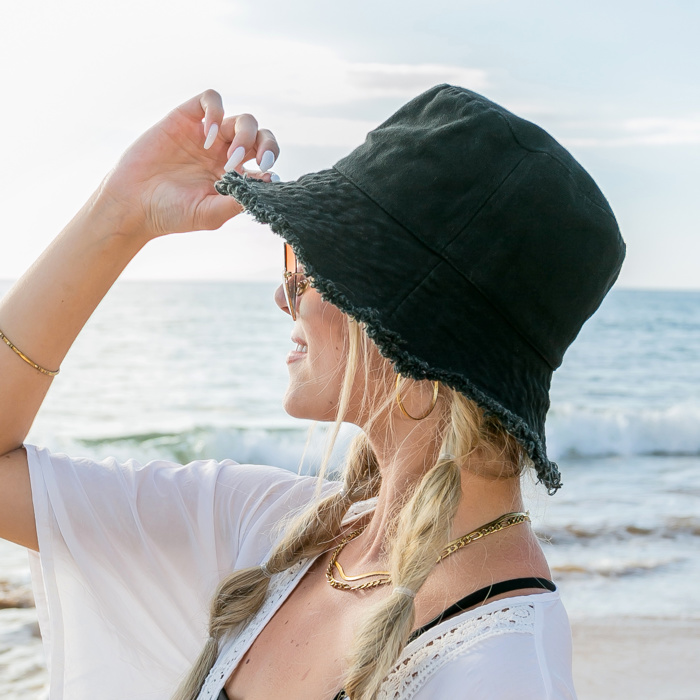 Frayed Edge Canvas Bucket Hat | AILI'S CORNER