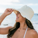 Cream Frayed Edge Canvas Bucket Hat | AILI'S CORNER