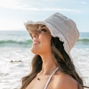 Gray Frayed Edge Canvas Bucket Hat | AILI'S CORNER