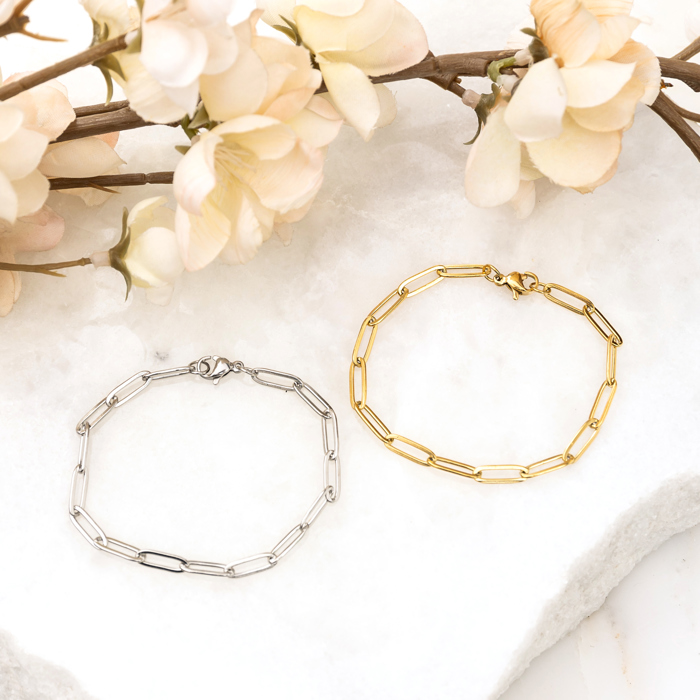 18K STAINLESS STEEL PAPERCLIP BRACELET | AILI'S CORNER