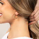 Gold 18K STAINLESS STEEL TWISTED HOOP EARRINGS | AILI'S CORNER