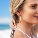 Gold 14K STAINLESS STEEL OPEN HOOP EARRINGS  | AILI'S CORNER