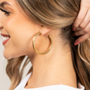 Gold 14K STAINLESS STEEL OPEN HOOP EARRINGS  | AILI'S CORNER