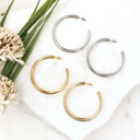 Gold 14K STAINLESS STEEL OPEN HOOP EARRINGS  | AILI'S CORNER