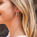 Rectangle 14K STAINLESS STEEL EVERYDAY HUGGIE EARRINGS  | AILI'S CORNER