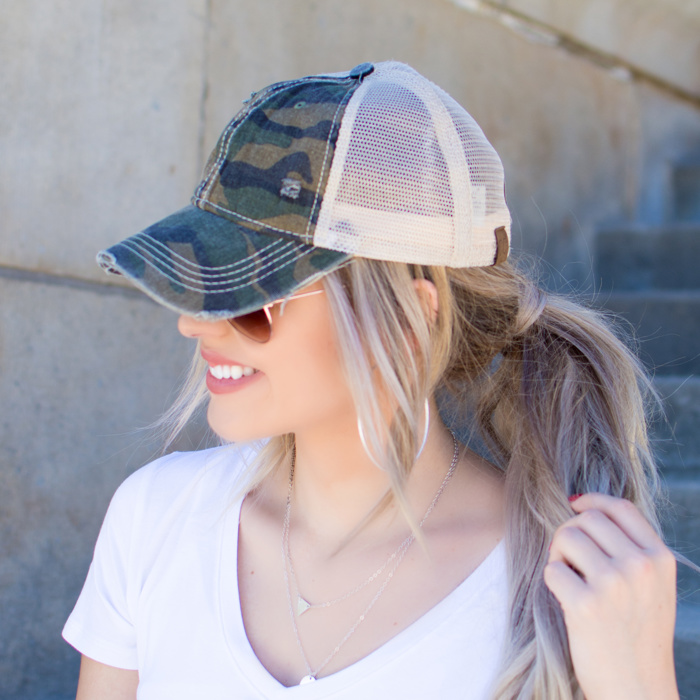 C.C® Camo Distressed Caps Hat | AILI'S CORNER