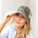 Olive Camo C.C® Camo Distressed Caps Hat | AILI'S CORNER