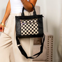 Black Check Jordan Mixed Media Tote | AILI'S CORNER