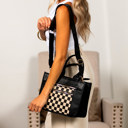 Black Check Jordan Mixed Media Tote | AILI'S CORNER