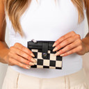 Black Check Wilma Mixed Media Fold-Over Wallet | AILI'S CORNER