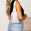 Almond Kenzie Nylon Checkered Sling Bag | AILI'S CORNER