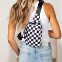Black Kenzie Nylon Checkered Sling Bag | AILI'S CORNER