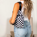 Black Kenzie Nylon Checkered Sling Bag | AILI'S CORNER