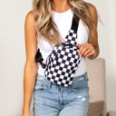 Black Kenzie Nylon Checkered Sling Bag | AILI'S CORNER