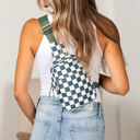 Eucalyptus Kenzie Nylon Checkered Sling Bag | AILI'S CORNER