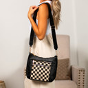 Black Check Ashley Mixed Media Crossbody | AILI'S CORNER