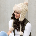  Cable Weave Pom Trapper Hat | AILI'S CORNER