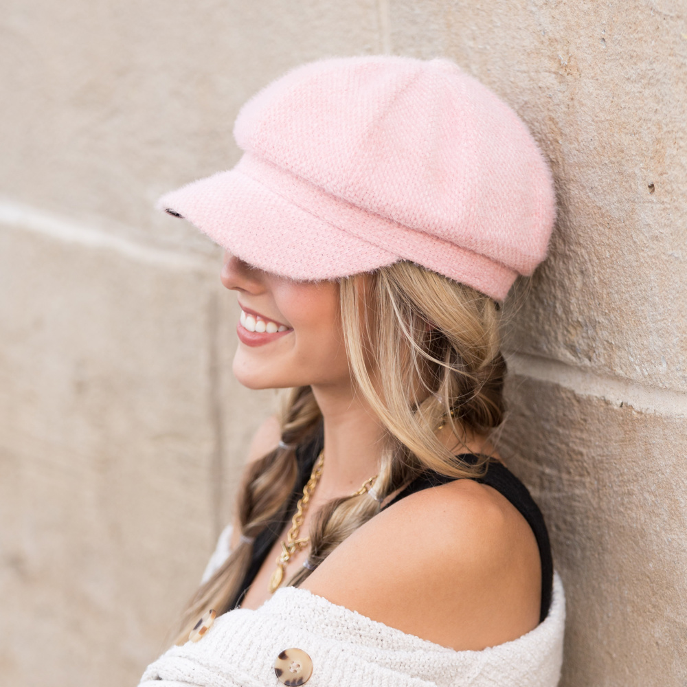 Eyelash Knit Newsboy Cap | AILI'S CORNER