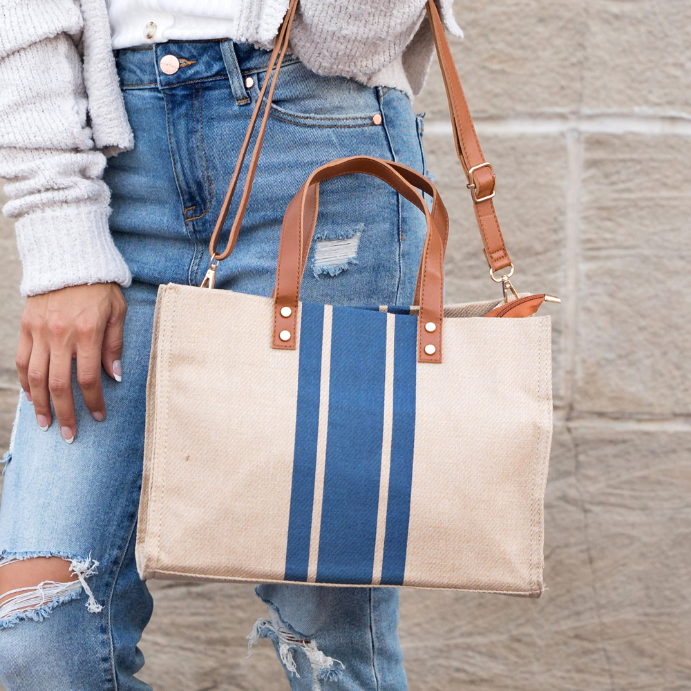 Canvas Stripe Tote | AILI'S CORNER