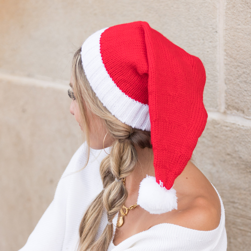 Knit Santa Stocking Beanie Hat | AILI'S CORNER