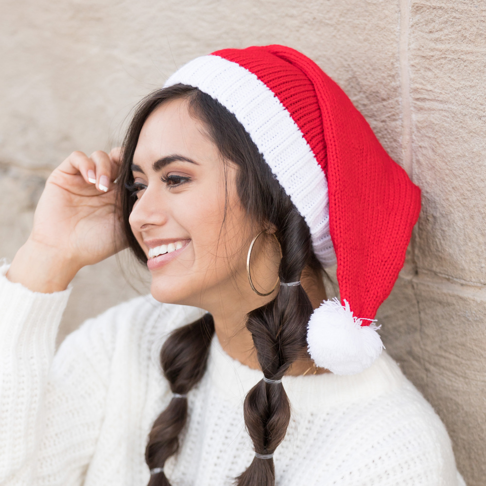 Knit Santa Stocking Beanie Hat | AILI'S CORNER