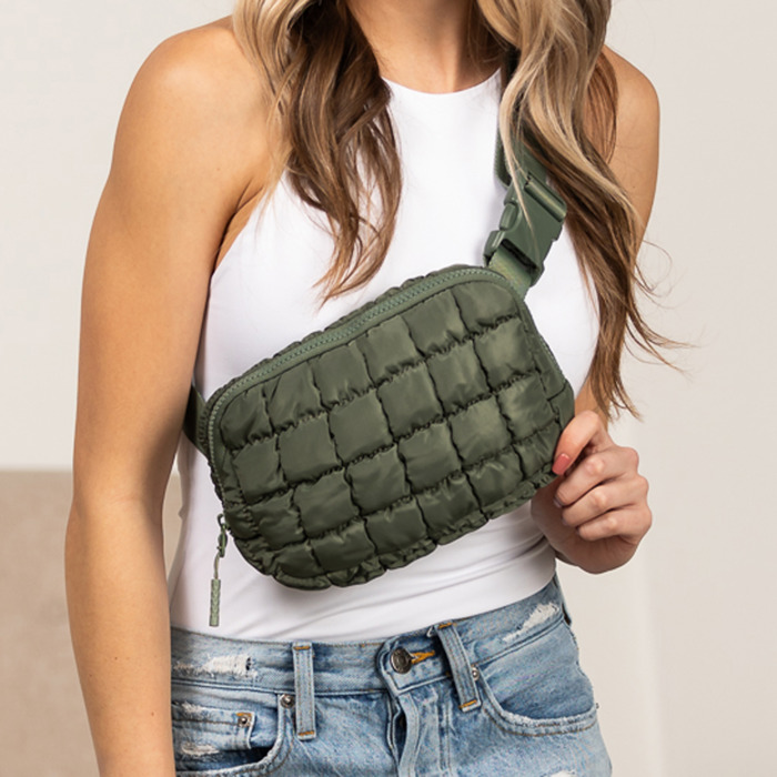 Evyn Quilted Puffer Sling Belt Bum Bag | AILI'S CORNER