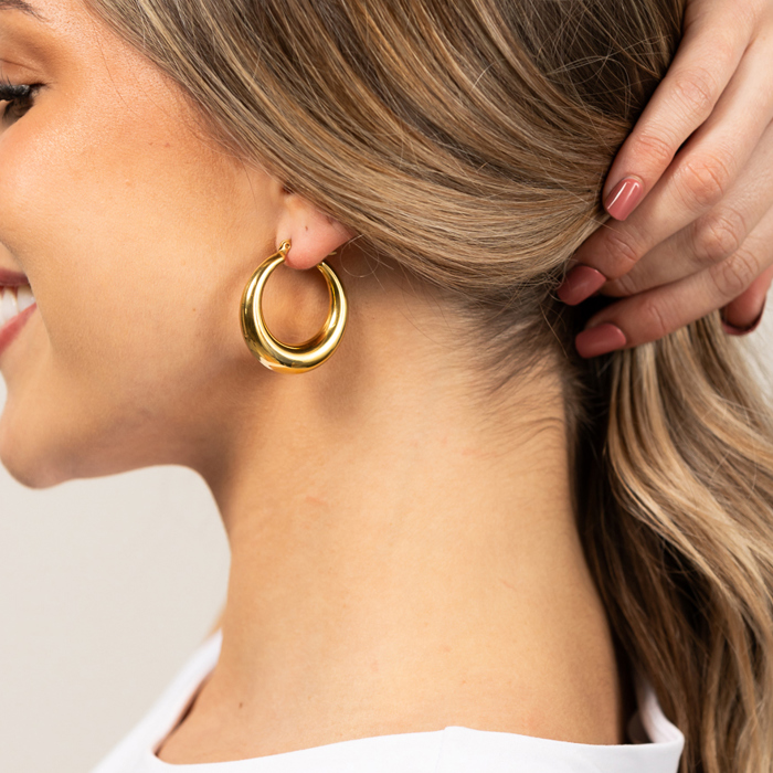 18K STAINLESS STEEL MOD HOOP EARRINGS  | AILI'S CORNER