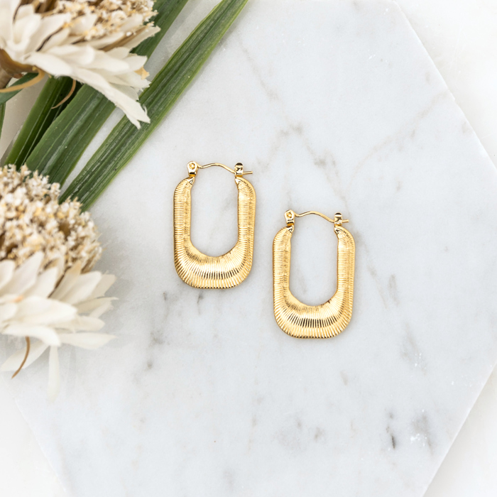 18K STAINLESS STEEL MINI RECTANGLE HOOP EARRINGS  | AILI'S CORNER