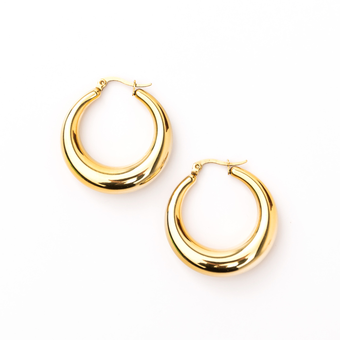 18K STAINLESS STEEL MOD HOOP EARRINGS  | AILI'S CORNER