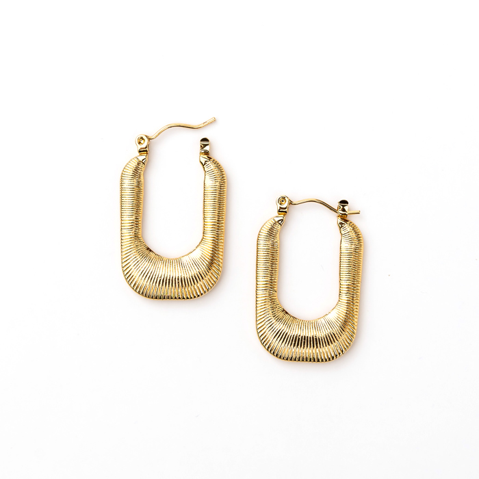 18K STAINLESS STEEL MINI RECTANGLE HOOP EARRINGS  | AILI'S CORNER