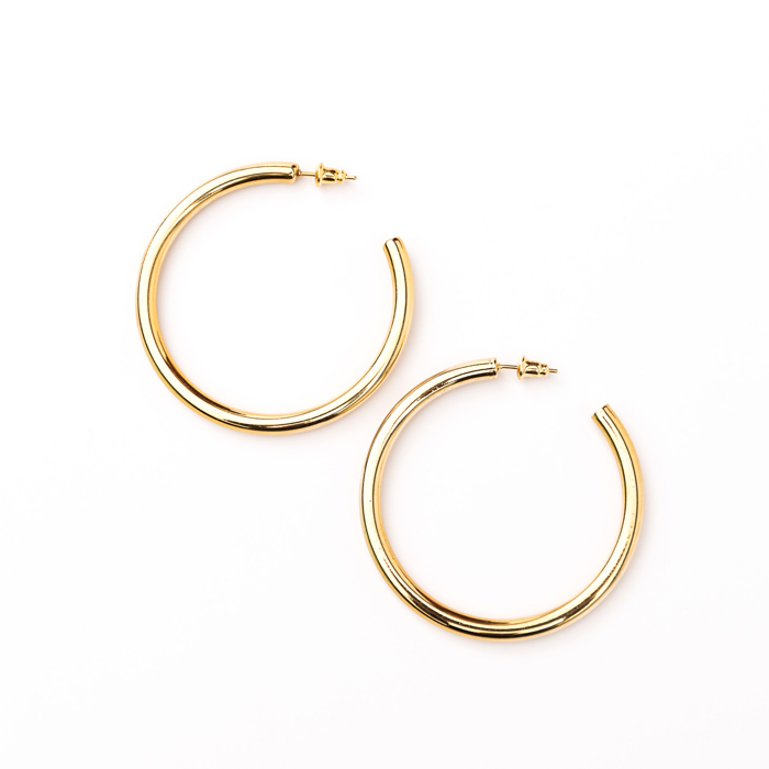 14K STAINLESS STEEL OPEN HOOP EARRINGS  | AILI'S CORNER