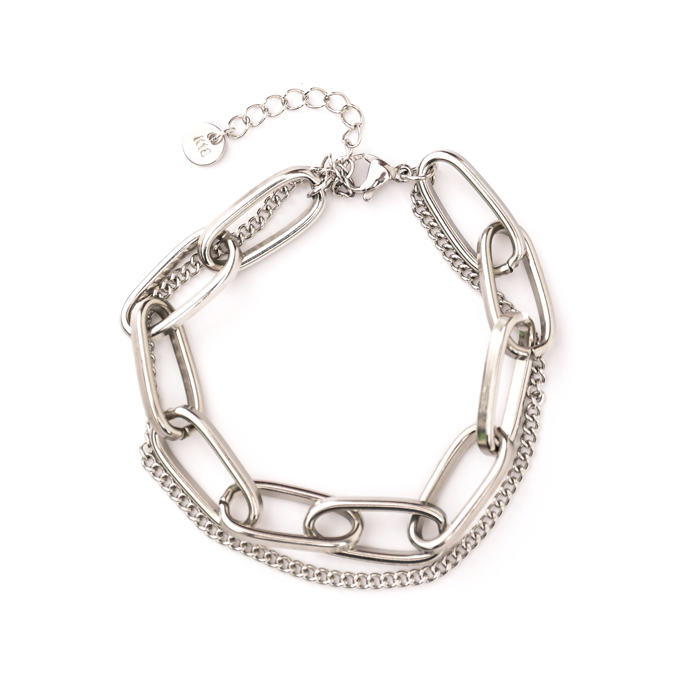 18K STAINLESS STEEL LAYERED PAPERCLIP BRACELET | AILI'S CORNER