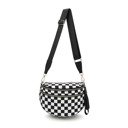 Black Check  Frankie Oversize Double Zip Print Crescent Sling | AILI'S CORNER