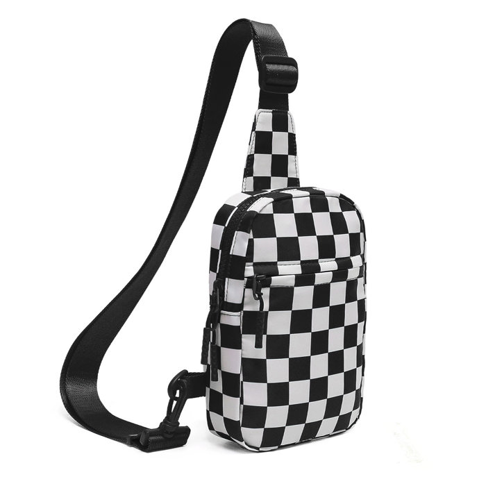 Kenzie Nylon Checkered Sling Bag | AILI'S CORNER