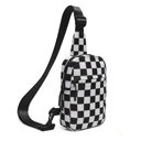 Black Kenzie Nylon Checkered Sling Bag | AILI'S CORNER