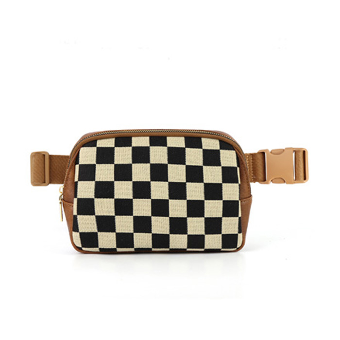 Alva Mixed Media Check Crossbody Sling Belt Bum Bag