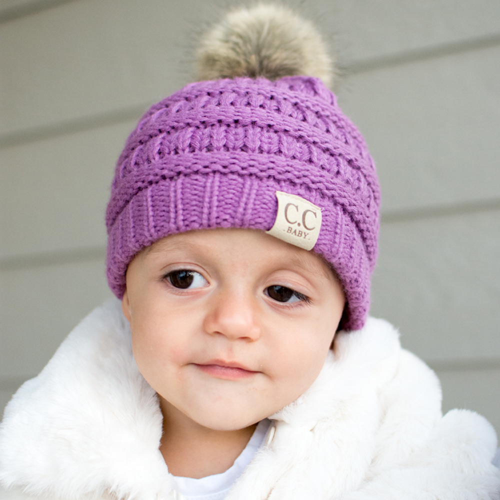 CC Baby Fur Pom Beanie | AILI'S CORNER