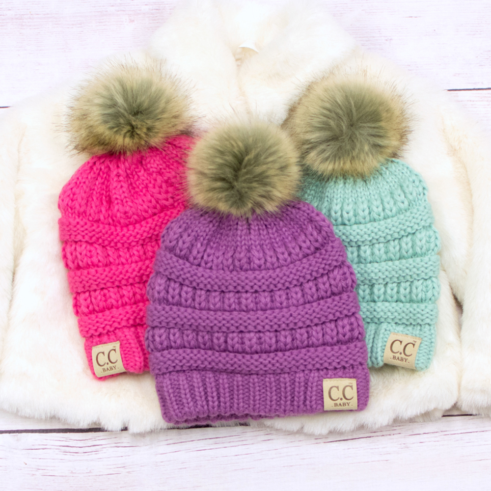 CC Baby Fur Pom Beanie | AILI'S CORNER