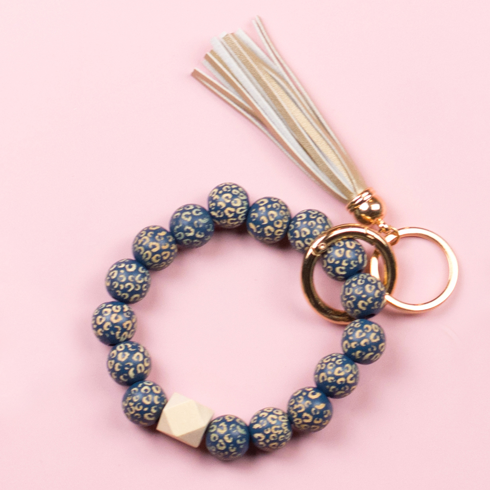 Leopard Beaded Key Ring Bracelet | AILI'S CORNER