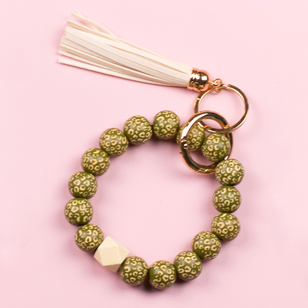 Leopard Beaded Key Ring Bracelet | AILI'S CORNER