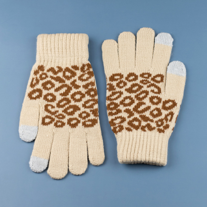 Leopard Stretch Touch Gloves