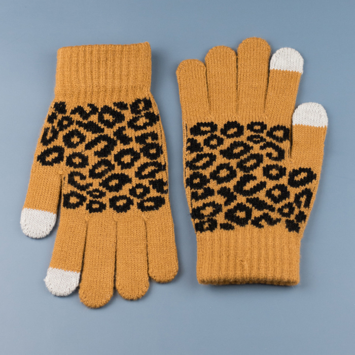 Leopard Stretch Touch Gloves